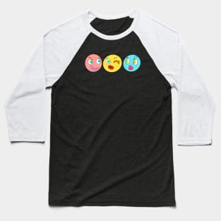 Retro cute emojis faces Baseball T-Shirt